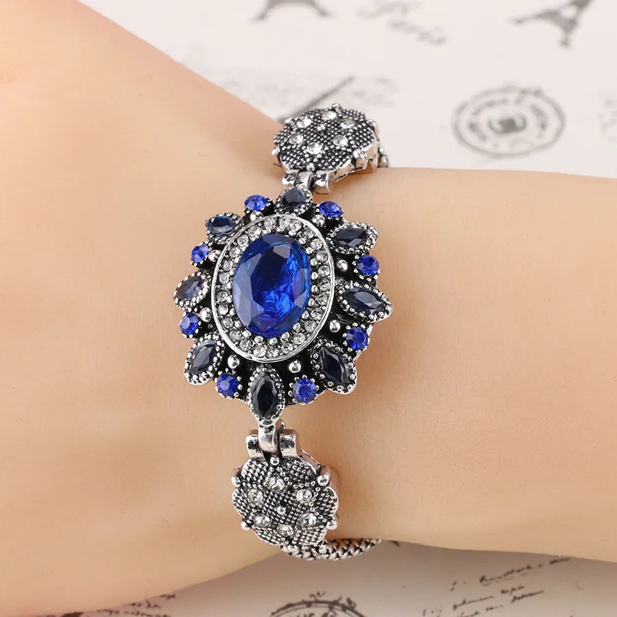 Wholesale Oval Glass Stone Alloy Bracelet