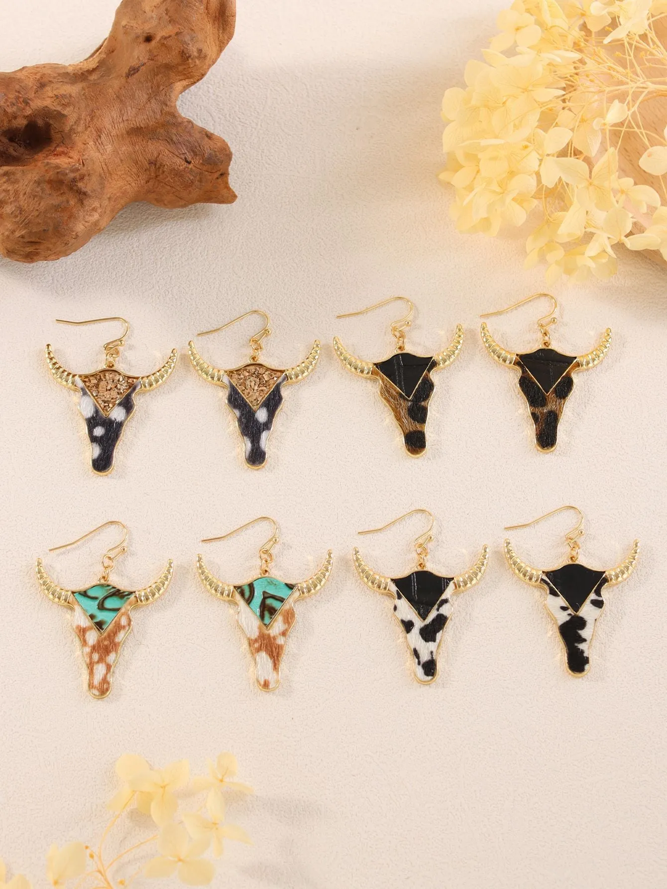 Wholesale Ox Head Vintage Zinc Alloy Earrings