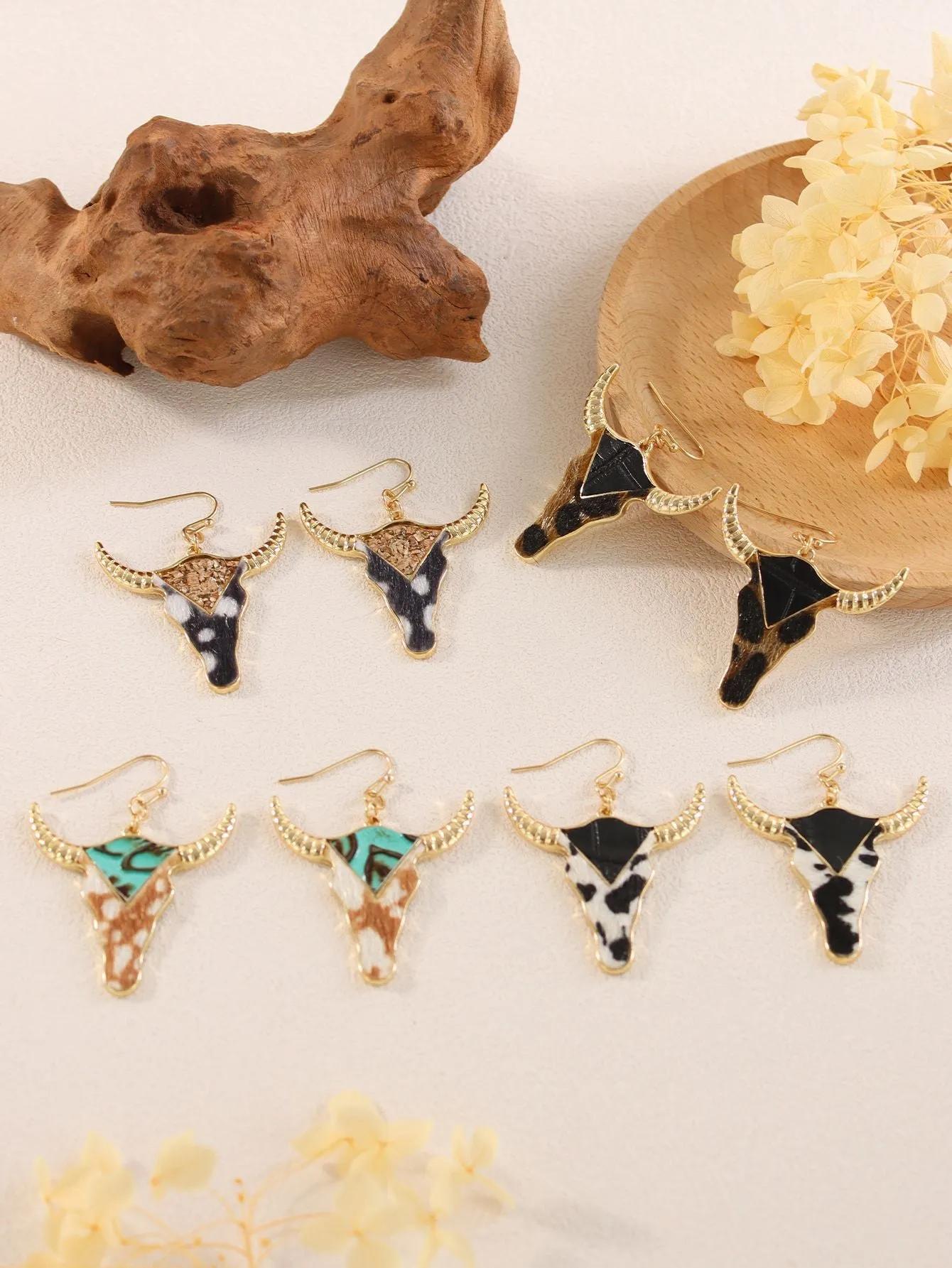 Wholesale Ox Head Vintage Zinc Alloy Earrings