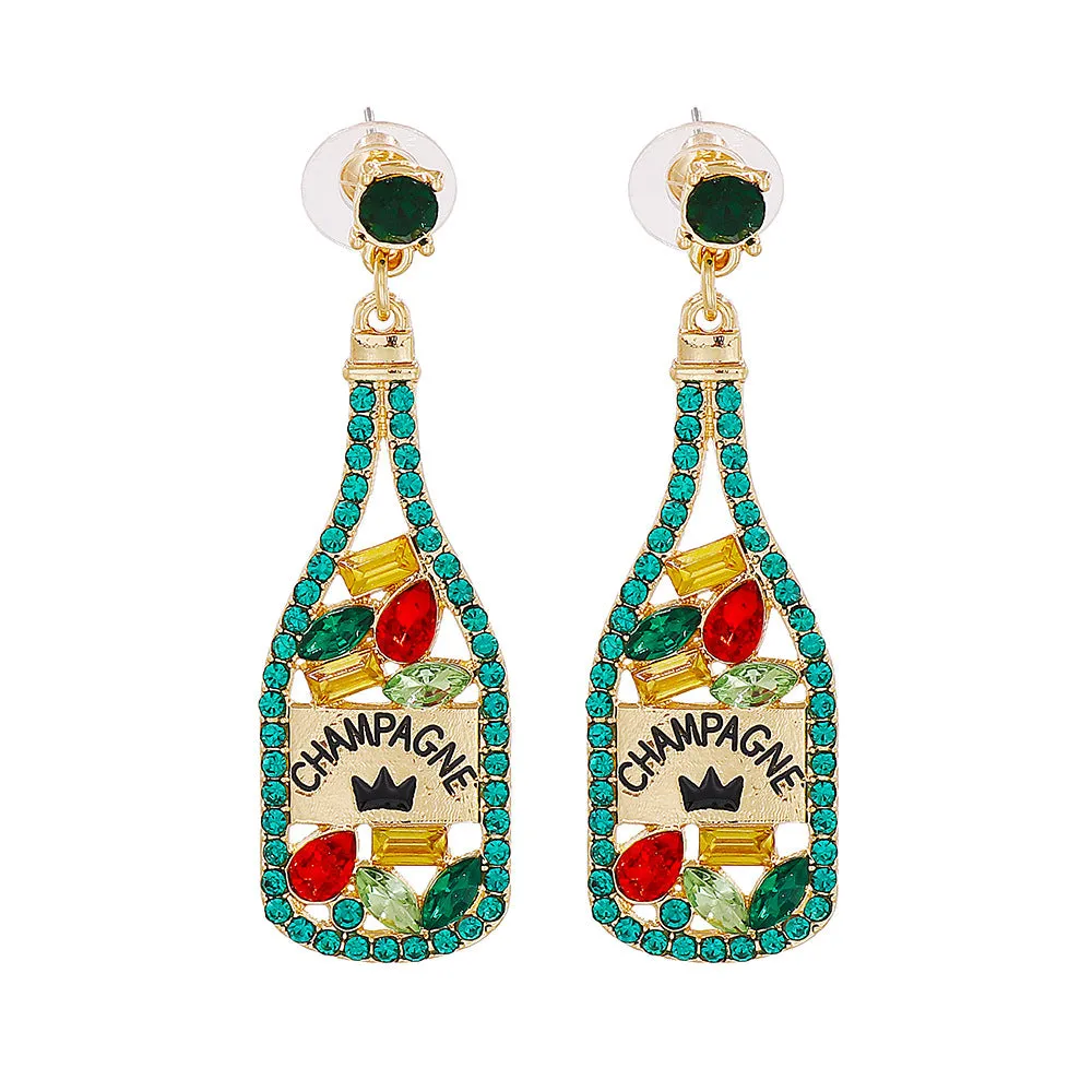 Wholesale Party Wine Bottle Alloy Earrings
