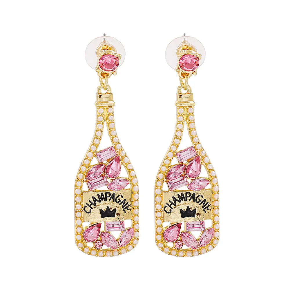 Wholesale Party Wine Bottle Alloy Earrings