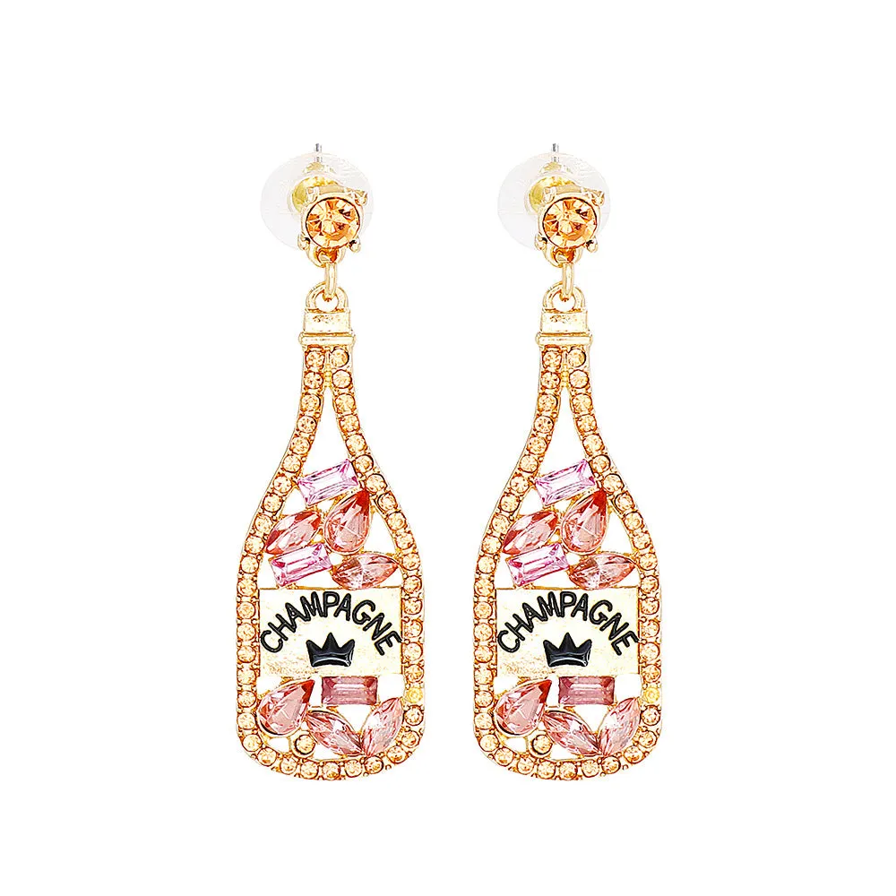 Wholesale Party Wine Bottle Alloy Earrings