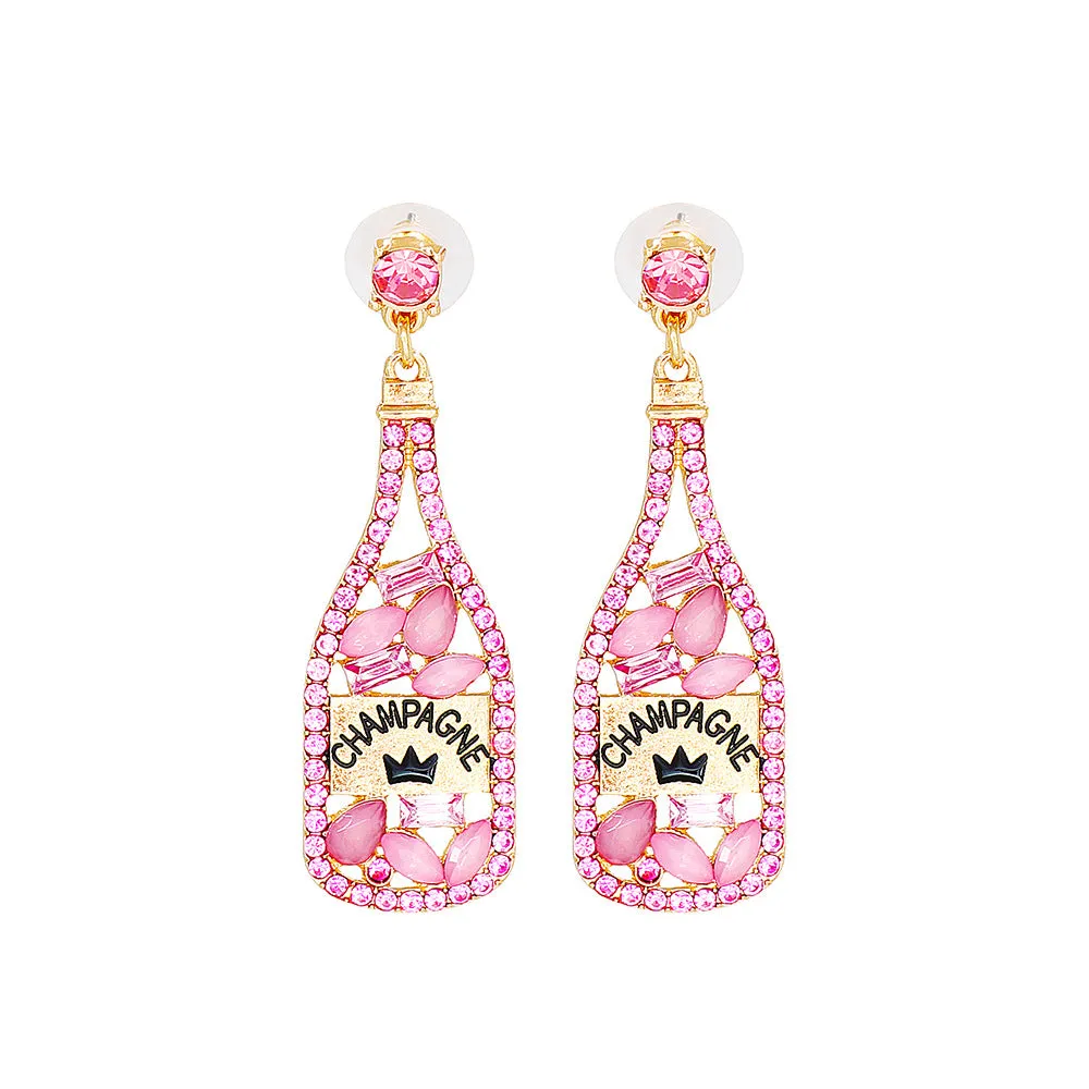 Wholesale Party Wine Bottle Alloy Earrings