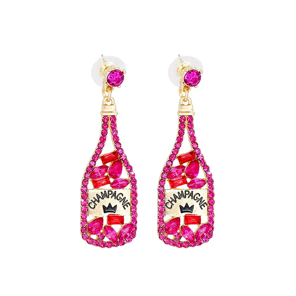 Wholesale Party Wine Bottle Alloy Earrings