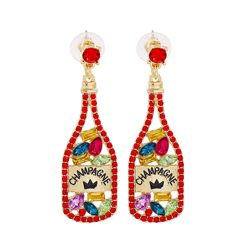 Wholesale Party Wine Bottle Alloy Earrings