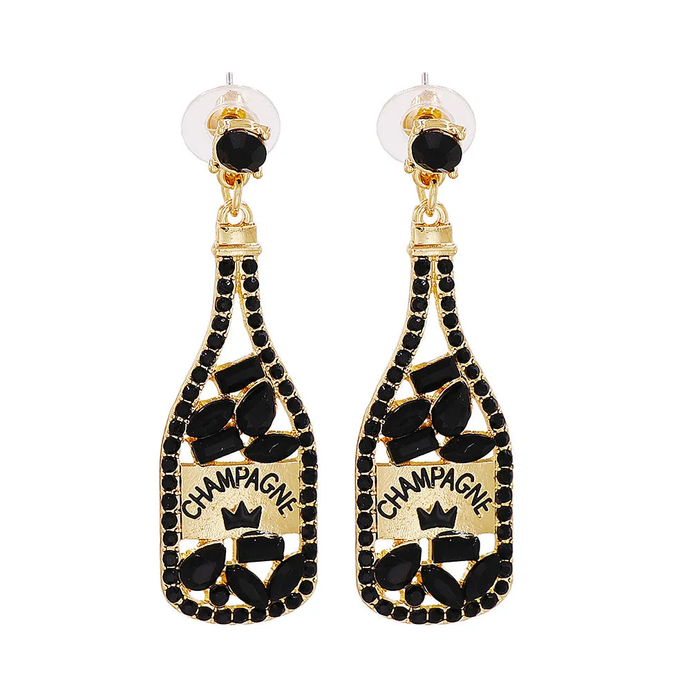 Wholesale Party Wine Bottle Alloy Earrings