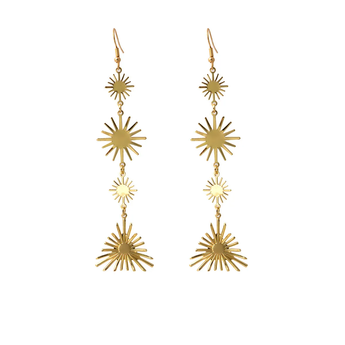 Wholesale Patchwork Triangle Sequin Radioactive Line Earrings