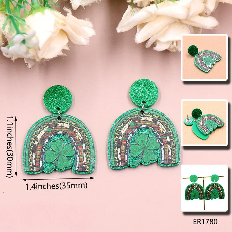 Wholesale Patrick's Day Lucky Clover Acrylic Earrings