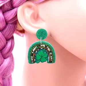Wholesale Patrick's Day Lucky Clover Acrylic Earrings