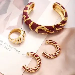 Wholesale Pattern Contrast Enamel Bracelet Irregular Ring