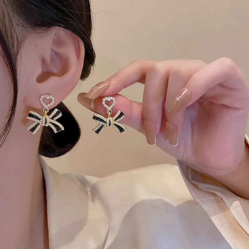 Wholesale Pearl Bowknot Copper S925 Silver Needle Earrings