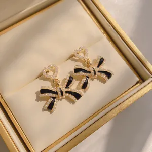 Wholesale Pearl Bowknot Copper S925 Silver Needle Earrings