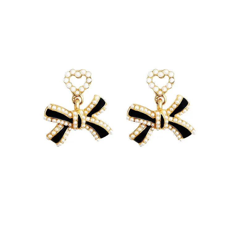 Wholesale Pearl Bowknot Copper S925 Silver Needle Earrings