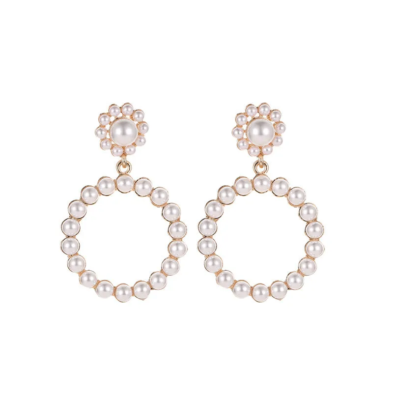 Wholesale Pearl Circle Alloy Earrings