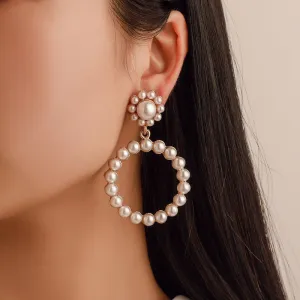 Wholesale Pearl Circle Alloy Earrings