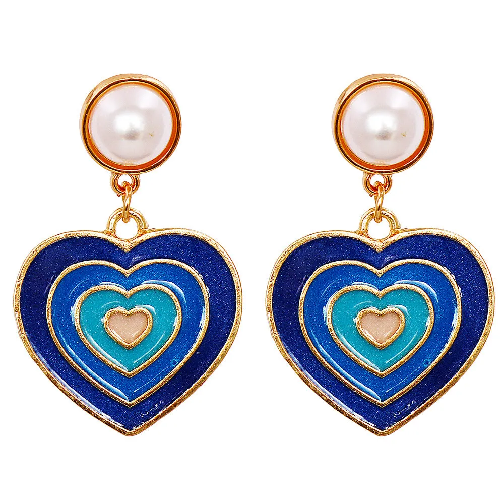 Wholesale Pearl Drip Love Love Alloy Earrings