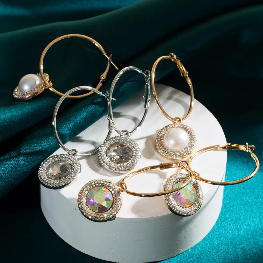 Wholesale Pearl Glass Diamond Earrings
