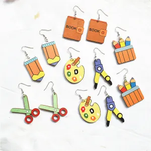 Wholesale Pencil Book Drawing Board Wooden Earrings