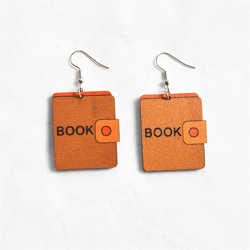 Wholesale Pencil Book Drawing Board Wooden Earrings