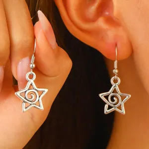 Wholesale Pentagram Swirl Cut-out Retro Punk Earrings