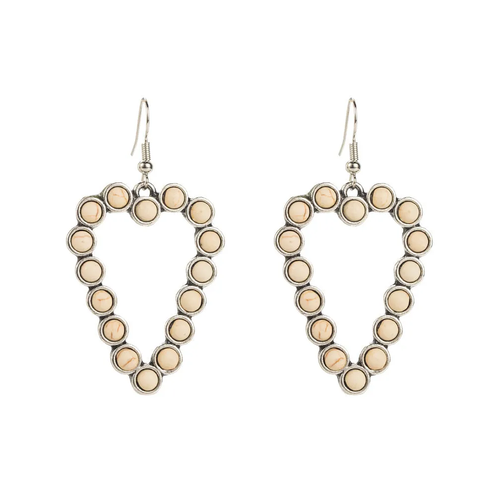 Wholesale Personalized Hollow Heart Exaggerated Turquoise Exquisite Earrings