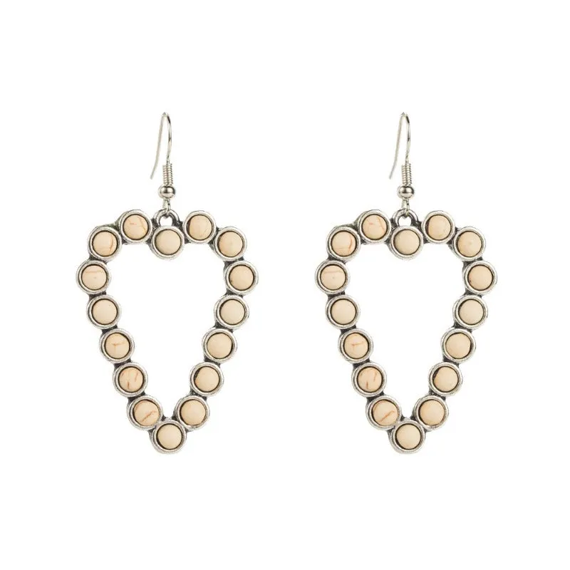 Wholesale Personalized Hollow Heart Exaggerated Turquoise Exquisite Earrings