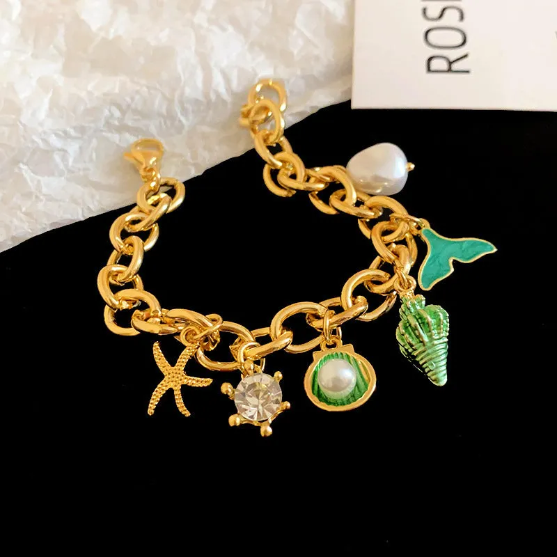 Wholesale Personalized Starfish Conch Chain Bracelet Fashion All-match High-end Temperament Adjustable Bracelet for Women