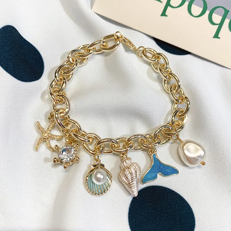 Wholesale Personalized Starfish Conch Chain Bracelet Fashion All-match High-end Temperament Adjustable Bracelet for Women