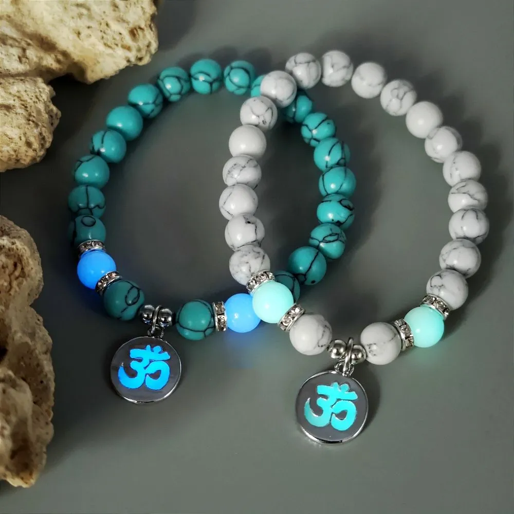 Wholesale Personalized Trendy Letters Sanskrit Luminous Pendant Elastic Bracelet