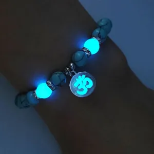 Wholesale Personalized Trendy Letters Sanskrit Luminous Pendant Elastic Bracelet