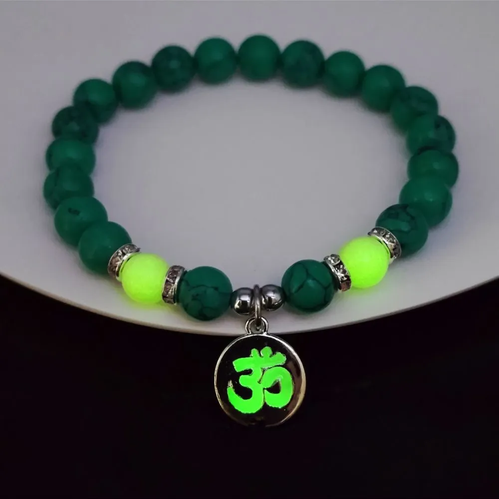 Wholesale Personalized Trendy Letters Sanskrit Luminous Pendant Elastic Bracelet