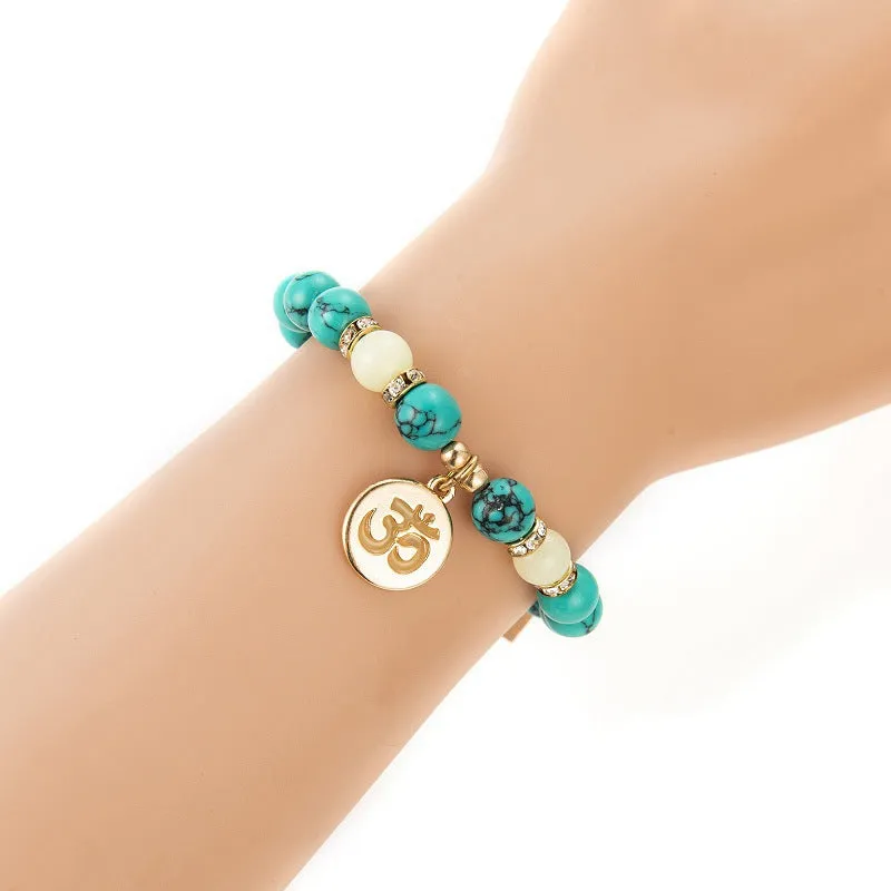 Wholesale Personalized Trendy Letters Sanskrit Luminous Pendant Elastic Bracelet