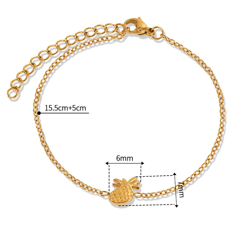 Wholesale Pineapple Seagull Coconut High Polished 18k Gold Titanium Steel Bracelet