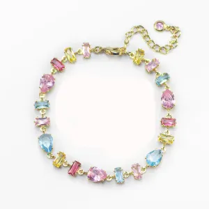 Wholesale Pink crystal rainbow couple bracelet
