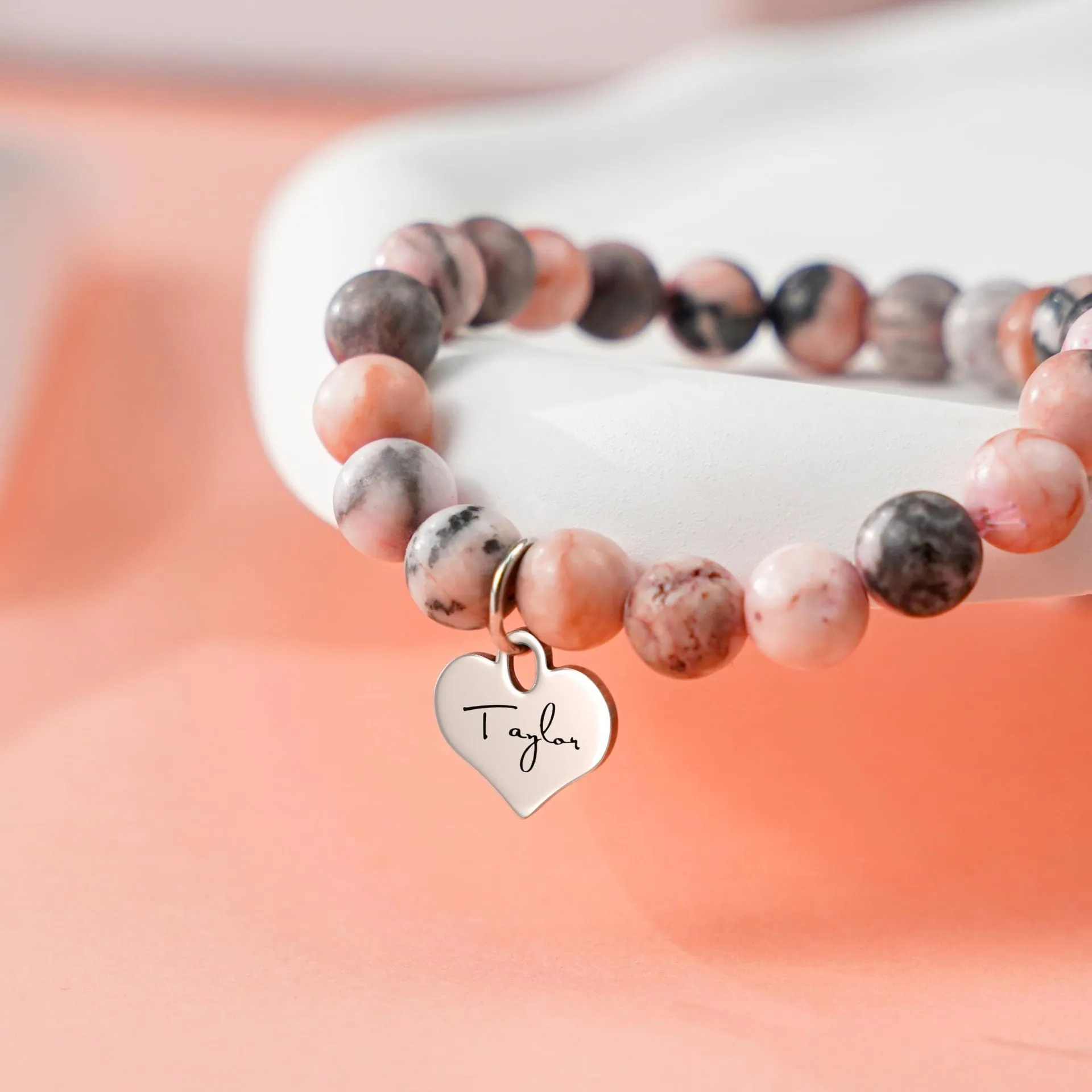 Wholesale Pink Zebra Natural Stone Taylor Bracelet