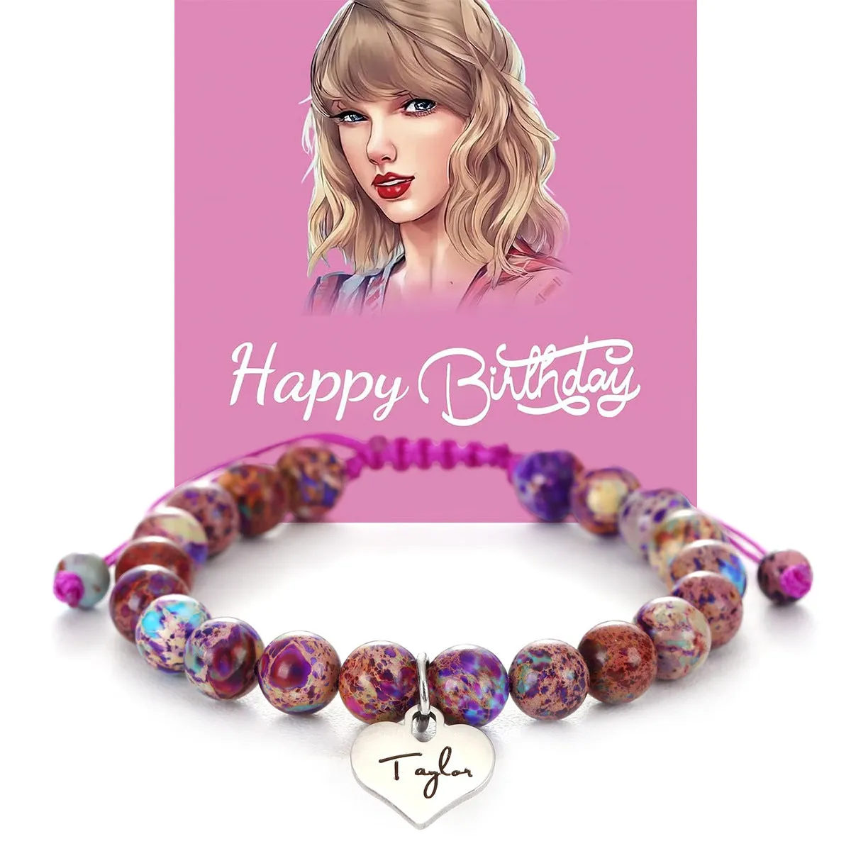 Wholesale Pink Zebra Natural Stone Taylor Bracelet
