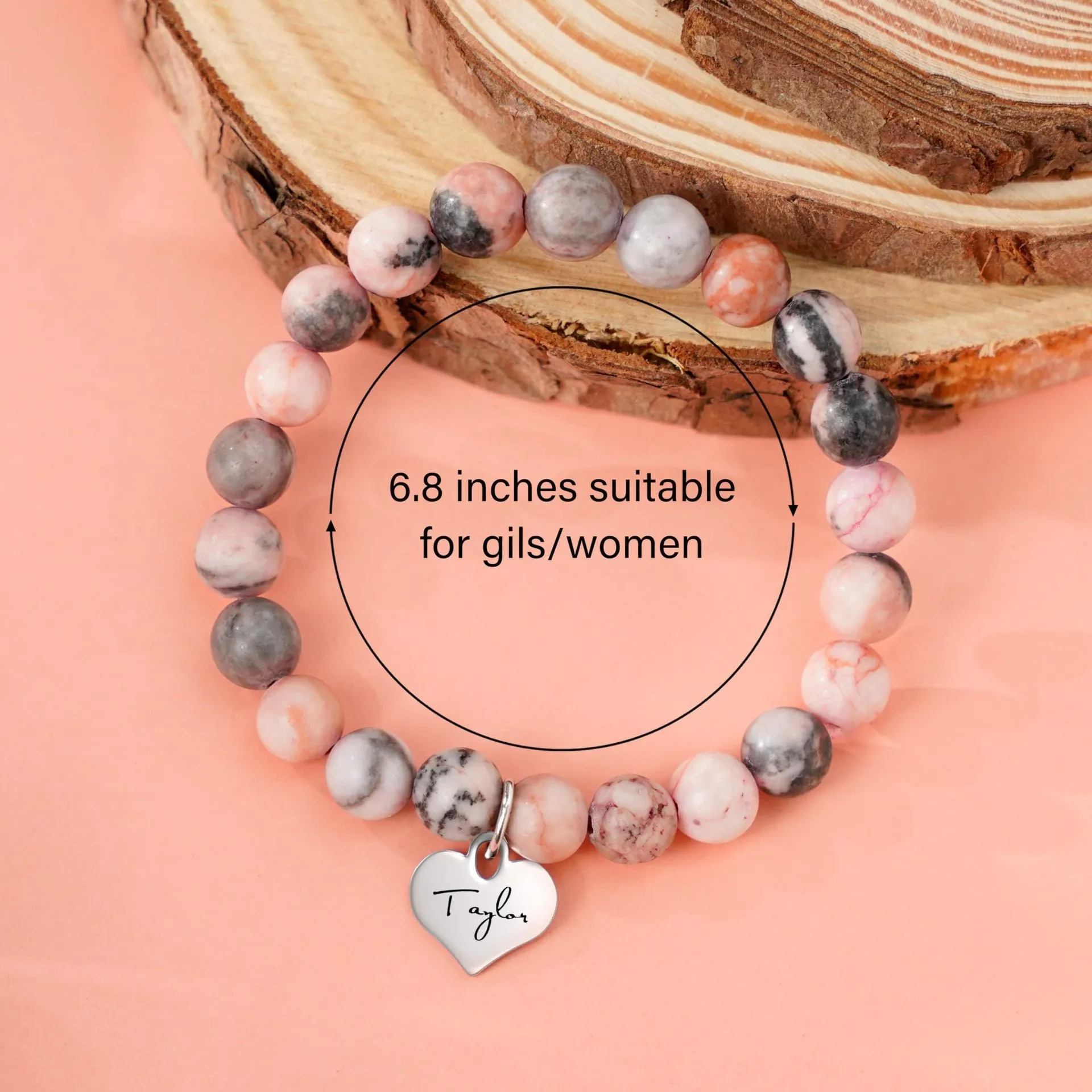 Wholesale Pink Zebra Natural Stone Taylor Bracelet
