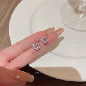 Wholesale Pink Zircon Heart Earrings