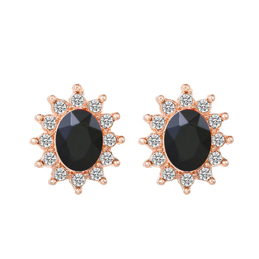 Wholesale Pink Zircon Sunflower Full Diamond Gemstone Flower Alloy Earrings