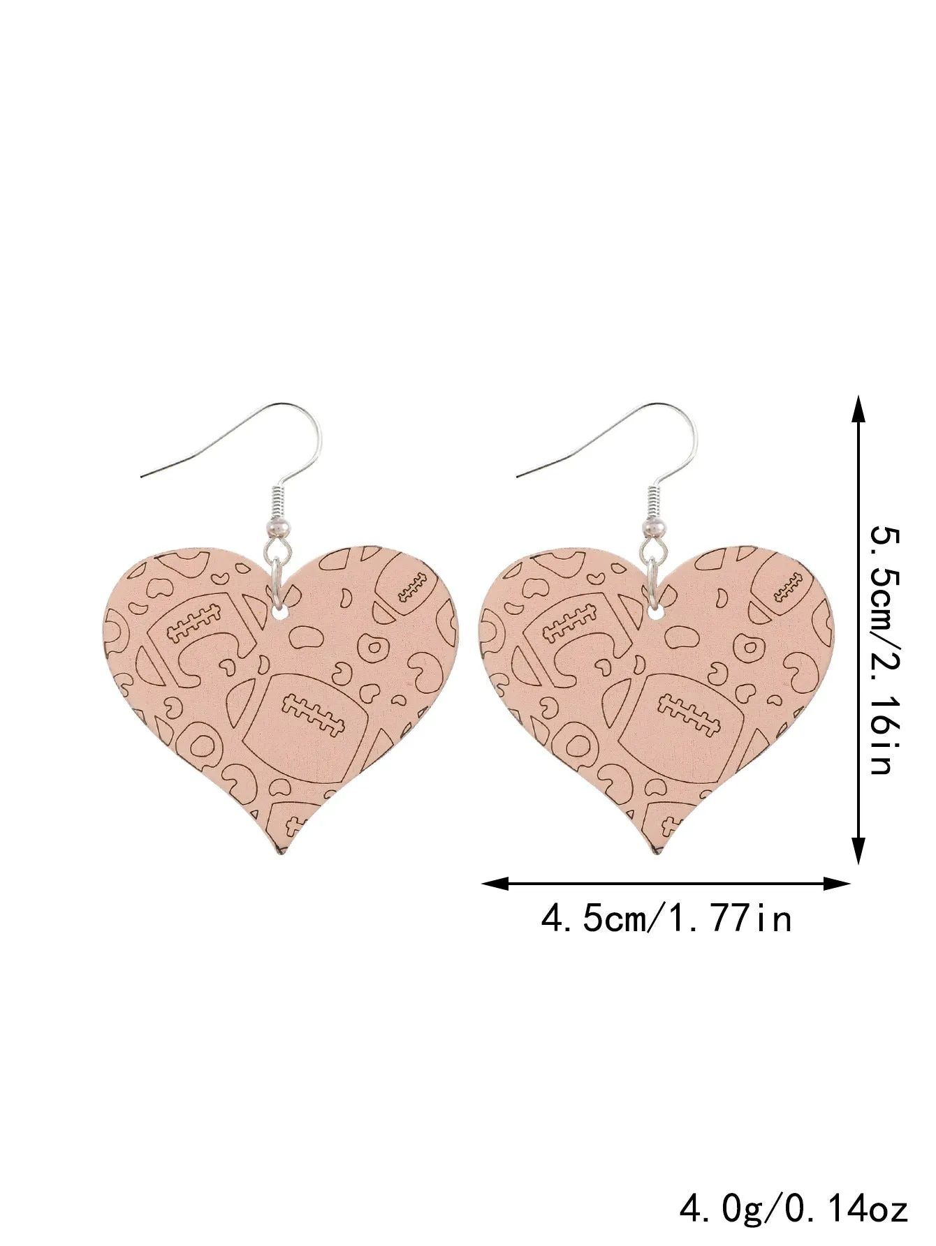 Wholesale Plaid Striped English Letter LOVE Wooden Heart-shaped Earrings