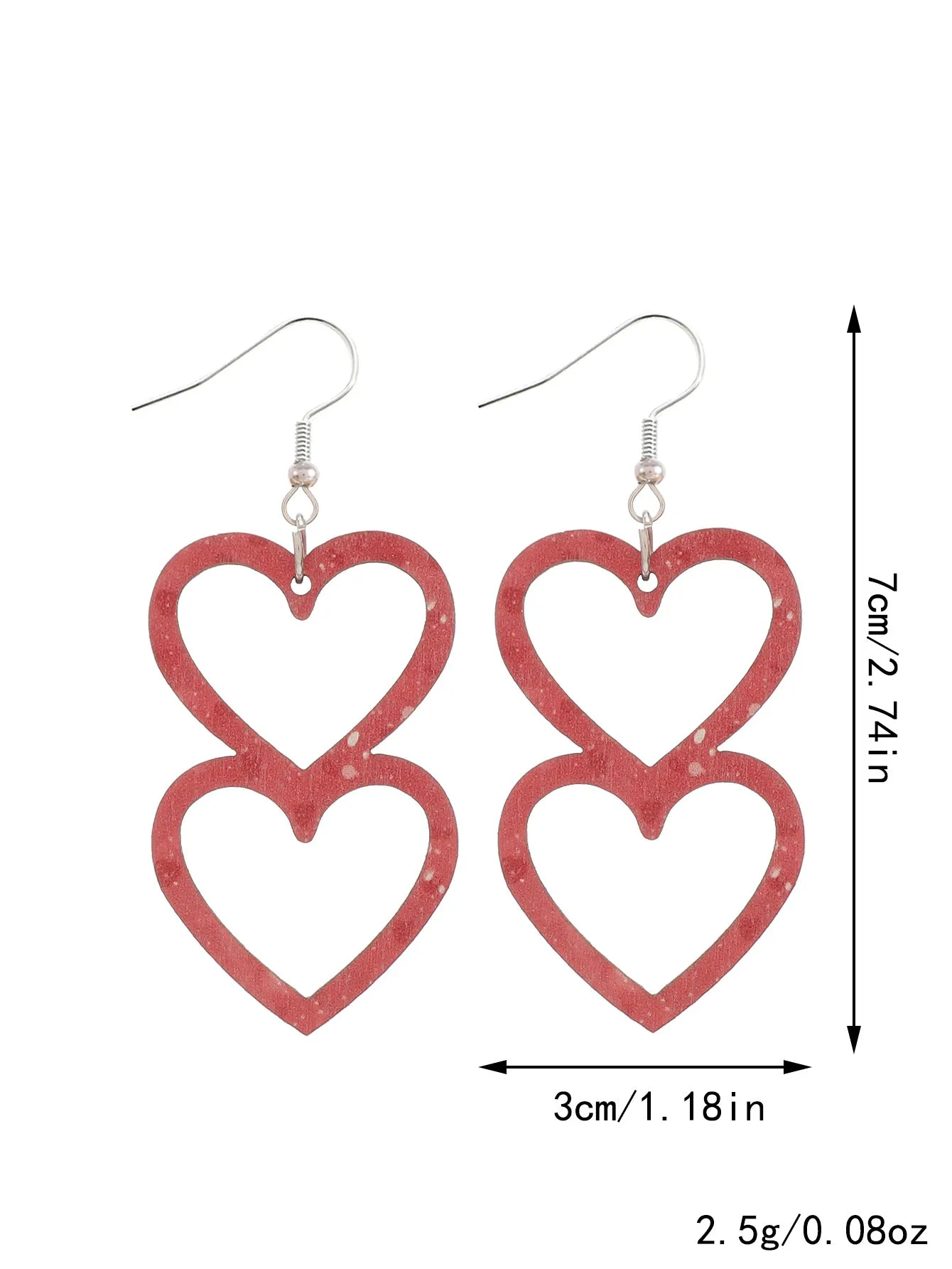 Wholesale Plaid Striped English Letter LOVE Wooden Heart-shaped Earrings