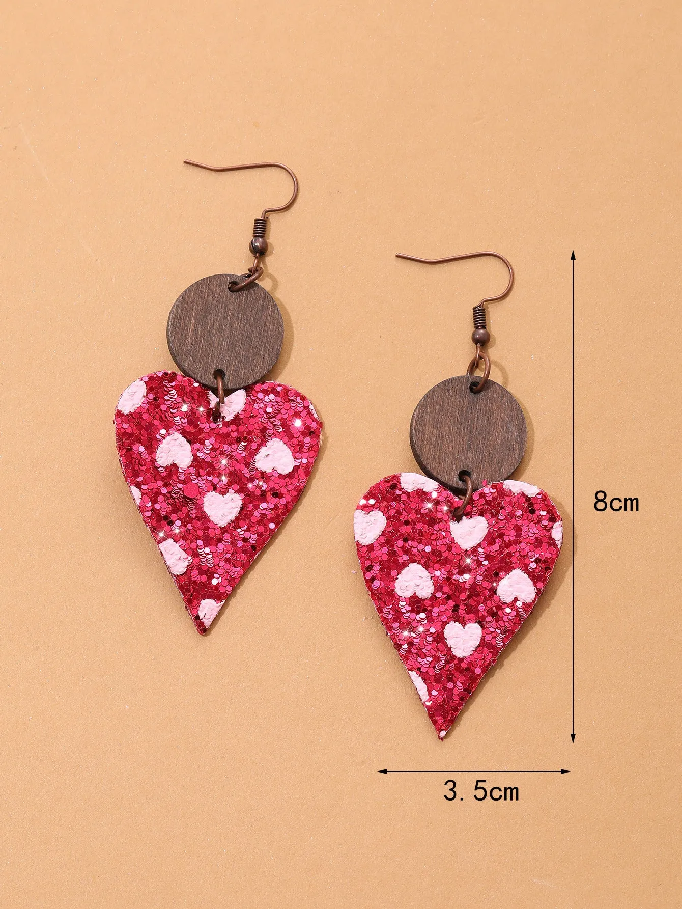 Wholesale Plaid Striped English Letter LOVE Wooden Heart-shaped Earrings