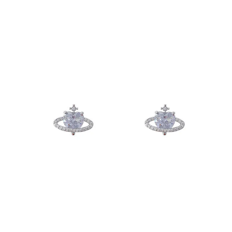 Wholesale Planet Heart Zirconia Earrings