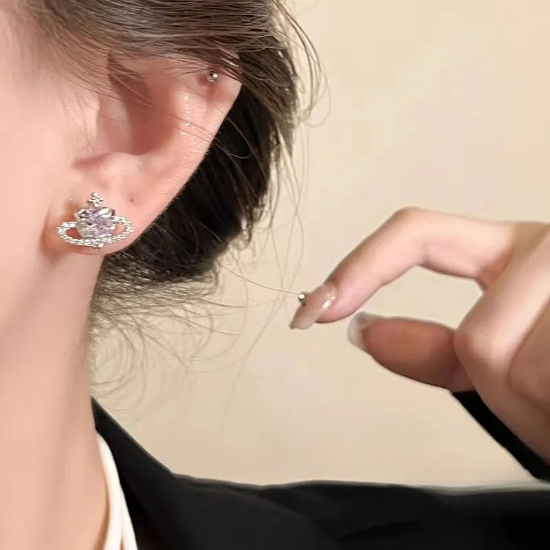 Wholesale Planet Heart Zirconia Earrings