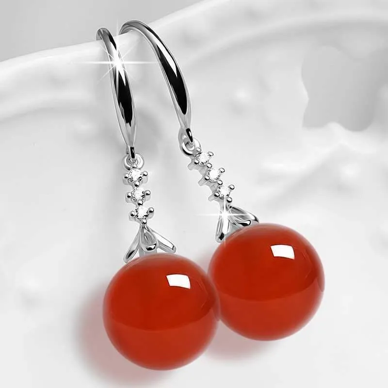 Wholesale Platinum-plated long fashionable imitation Hetian green jasper earrings