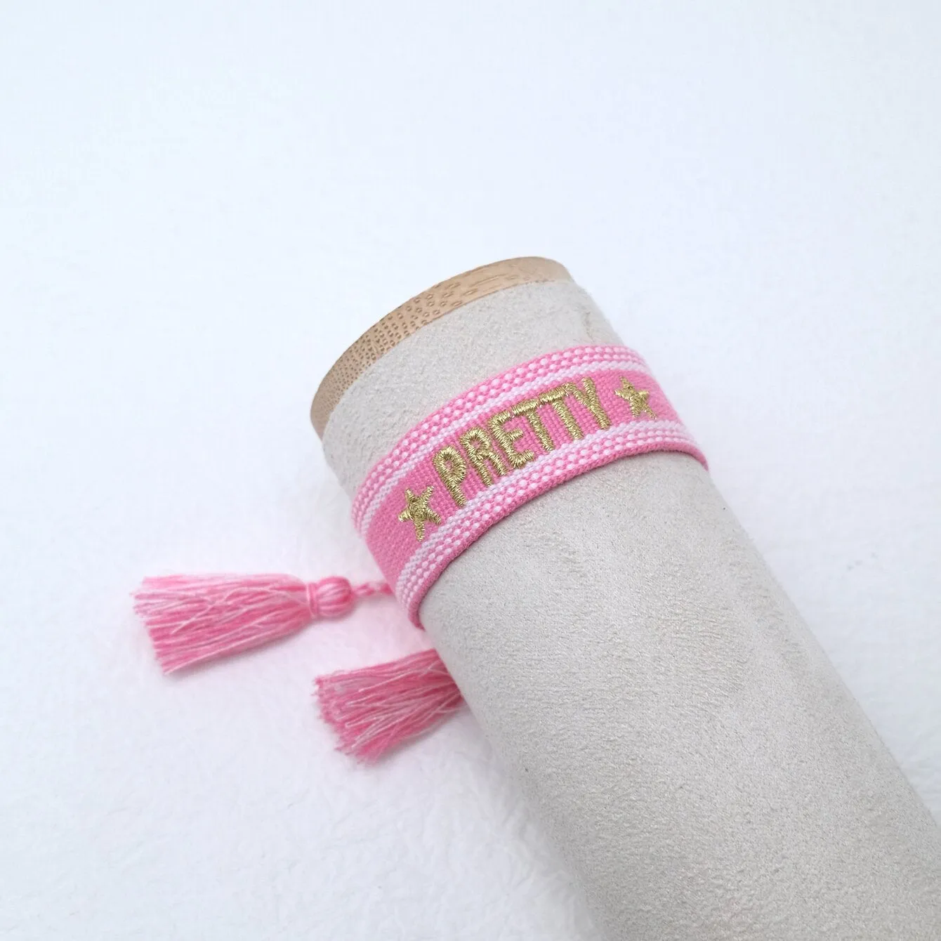 Wholesale Polyester Cord Weaving Embroidered Logo Letter Tassels Bracelets