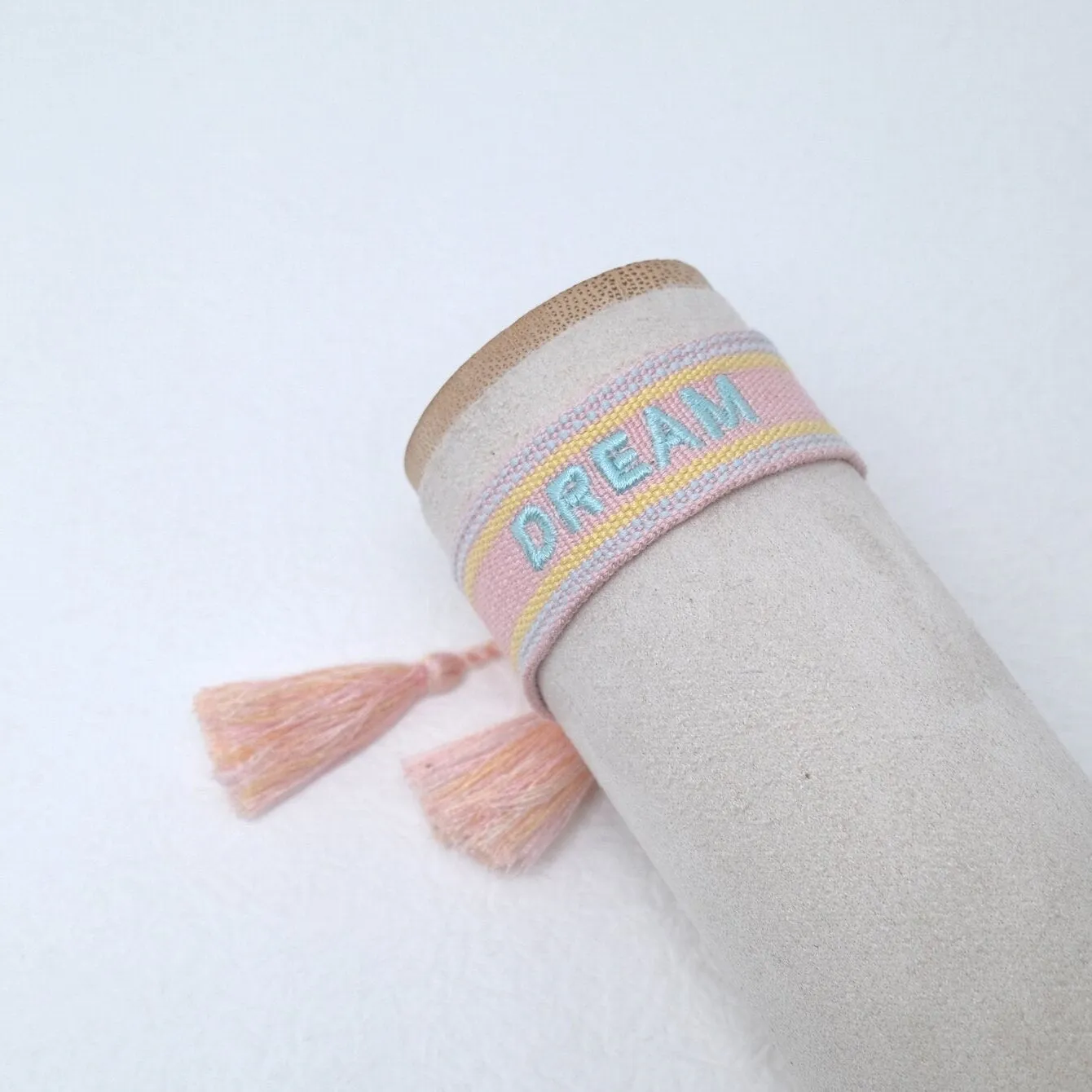 Wholesale Polyester Cord Weaving Embroidered Logo Letter Tassels Bracelets