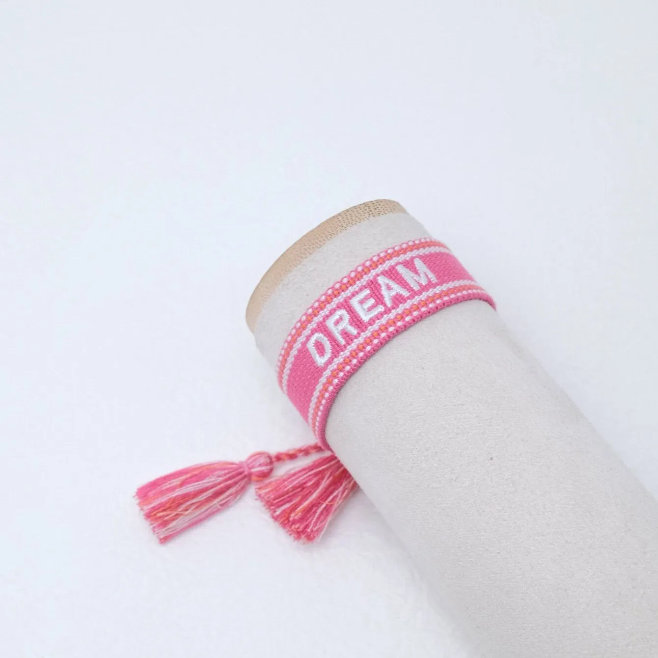Wholesale Polyester Cord Weaving Embroidered Logo Letter Tassels Bracelets