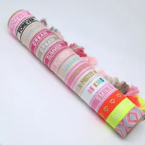 Wholesale Polyester Cord Weaving Embroidered Logo Letter Tassels Bracelets