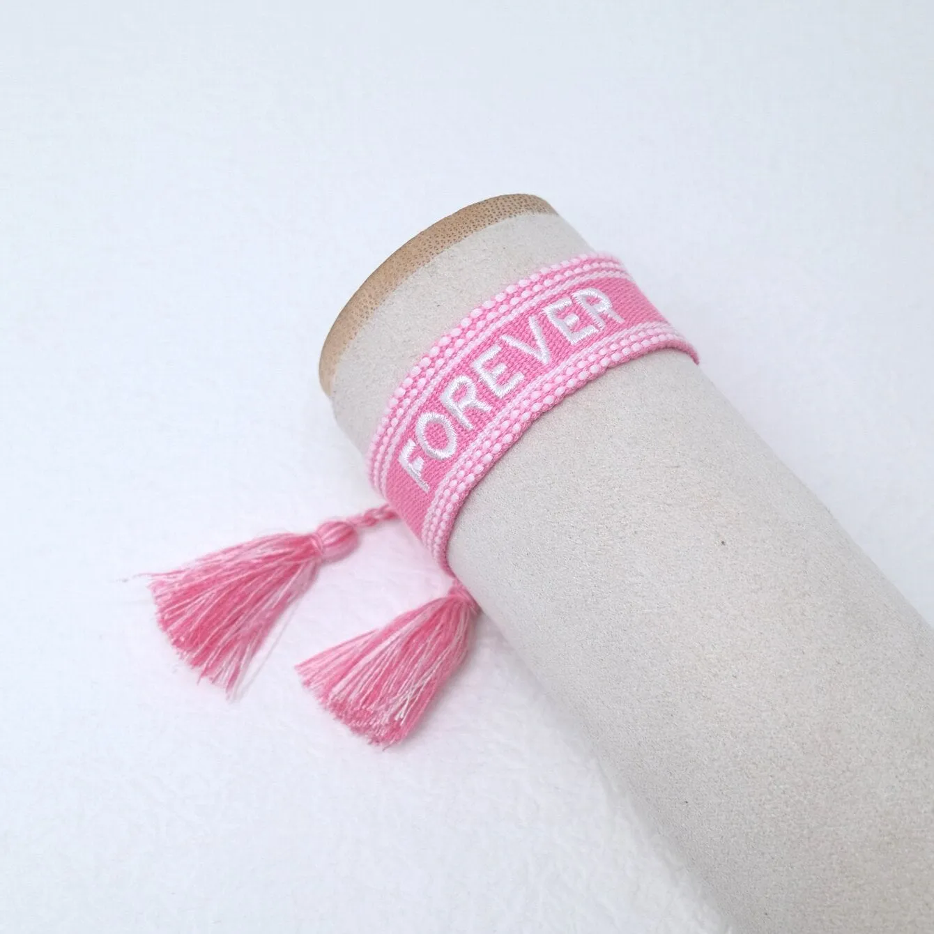 Wholesale Polyester Cord Weaving Embroidered Logo Letter Tassels Bracelets